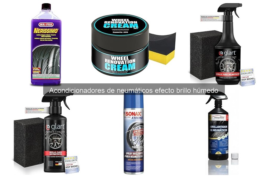 ¿Qué es un acondicionador de neumáticos efecto brillo húmedo?