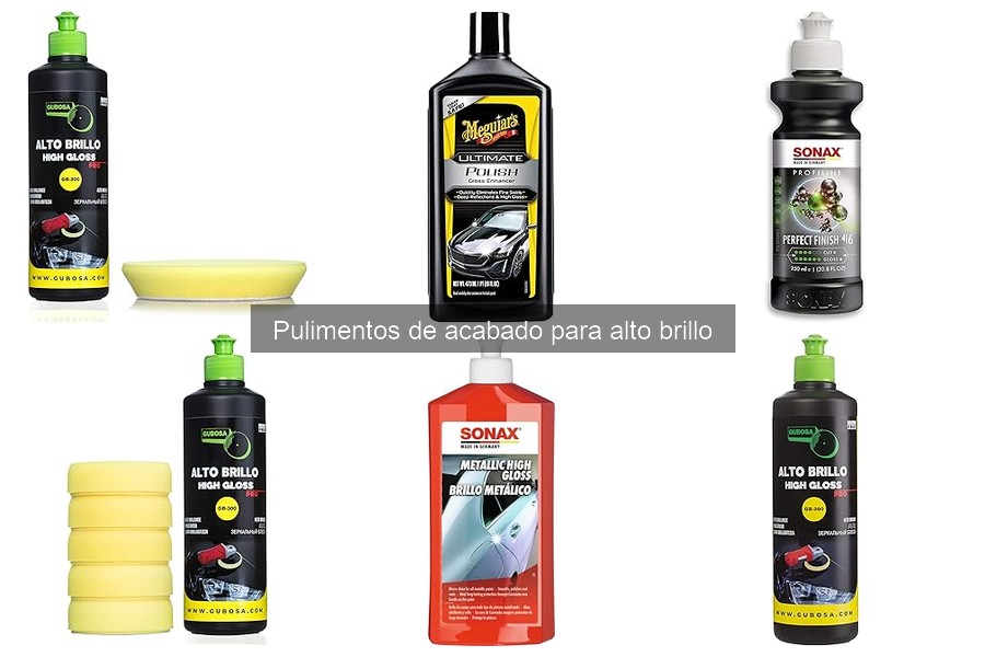 ** Tipos de pulimentos de acabado para alto brillo en coches