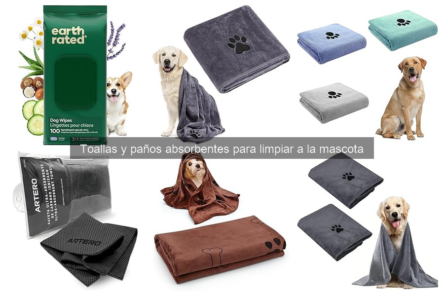 Toallas y paños absorbentes para limpiar mascotas